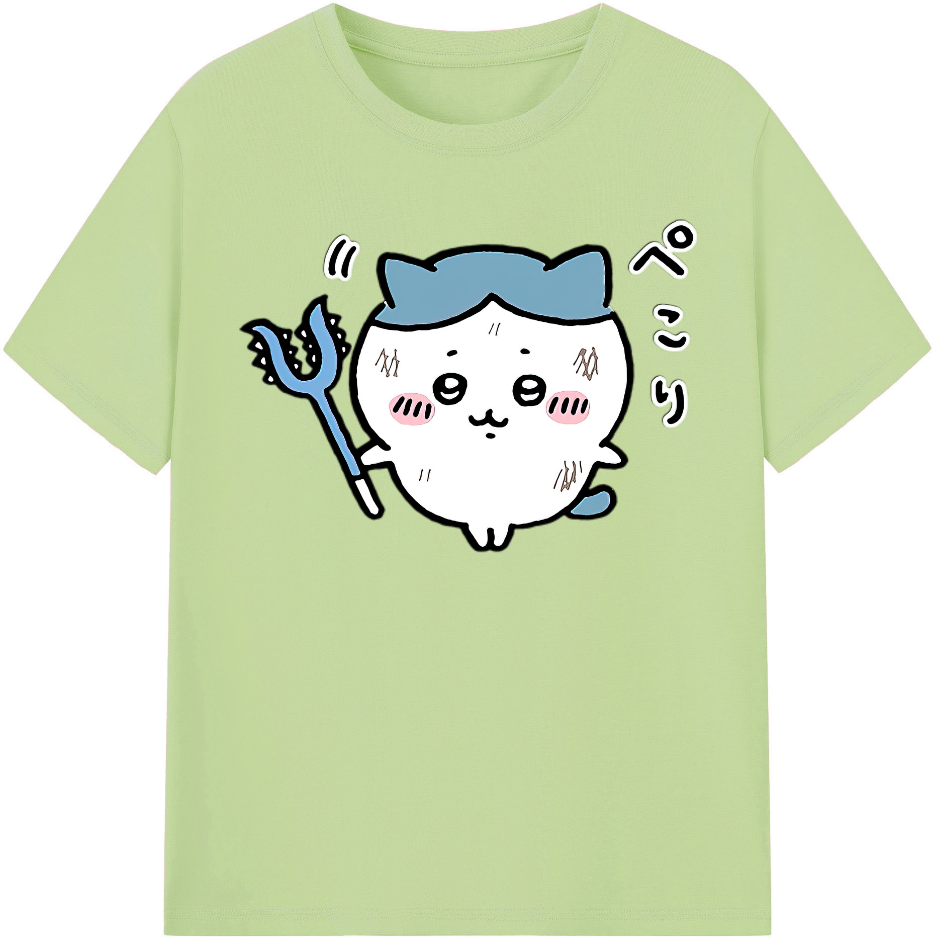 （画像用） ちいかわ ハチワレ Chii-kawa hachiware 綿100％半袖Tシャツ（フロントプリント）